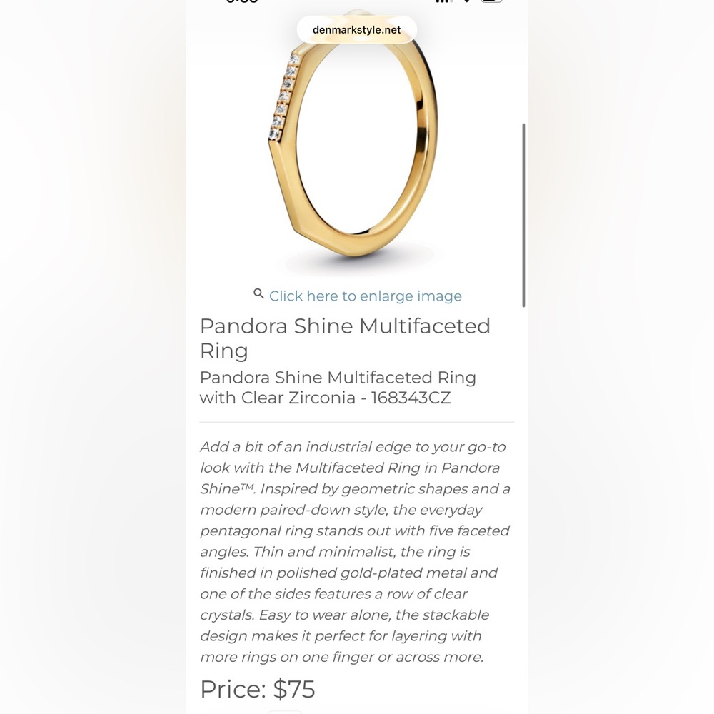 Pandora 14k Gold Shine Multifaceted Ring- Sz 4.5 - Picture 6 of 6